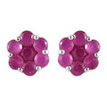 Niassa Ruby (FF) Floral Stud Earrings in Platinum Over Sterling Silver 2.50 ctw - Sticky add to cart bar