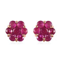 Niassa Ruby (FF) Floral Stud Earrings in Platinum Over Sterling Silver 2.50 ctw - Sticky add to cart bar