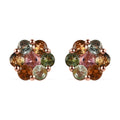 Multi-Tourmaline Floral Stud Earrings in Platinum Over Sterling Silver 1.70 ctw - Sticky add to cart bar