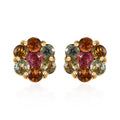 Multi-Tourmaline Floral Stud Earrings in Platinum Over Sterling Silver 1.70 ctw - Sticky add to cart bar
