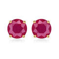 Luxoro 14K Yellow Gold Premium Niassa Ruby (FF) Solitaire Stud Earrings 3.85 ctw - Sticky add to cart bar