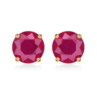 Luxoro 14K Yellow Gold Premium Niassa Ruby (FF) Solitaire Stud Earrings 3.85 ctw