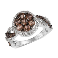 Jenipapo Andalusite and White Zircon Ring in Platinum Over Sterling Silver (Size 10.0) 1.65 ctw
