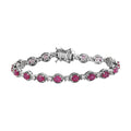 Niassa Ruby (FF) and White Zircon Bracelet in Platinum Over Sterling Silver (7.25 In) 11.75 ctw - Sticky add to cart bar