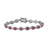 Niassa Ruby (FF) and White Zircon Bracelet in Platinum Over Sterling Silver (7.25 In) 11.75 ctw