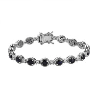 Madagascar Blue Sapphire (DF) and White Zircon Bracelet in Platinum Over Sterling Silver (7.25 In) 10.80 ctw
