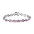 Ilakaka Hot Pink Sapphire (FF) and White Zircon Bracelet in Platinum Over Sterling Silver (7.25 In) 14.10 ctw - Sticky add to cart bar