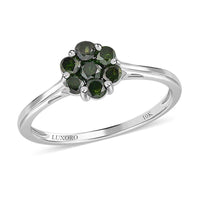 Luxoro 10K White Gold Blue Diamond Floral Ring 0.50 ctw