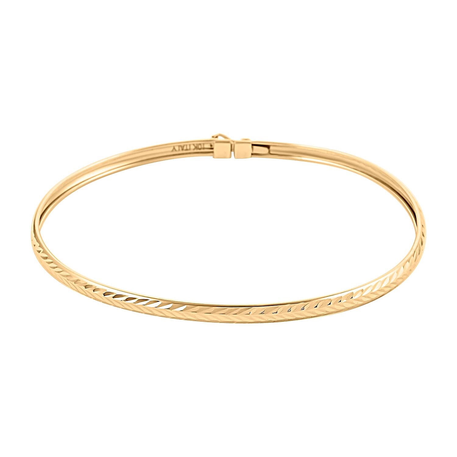 Italian 10K Yellow Gold 3.3mm Arrow Diamond-cut Bangle Bracelet (7.50 in) (2.60 g)