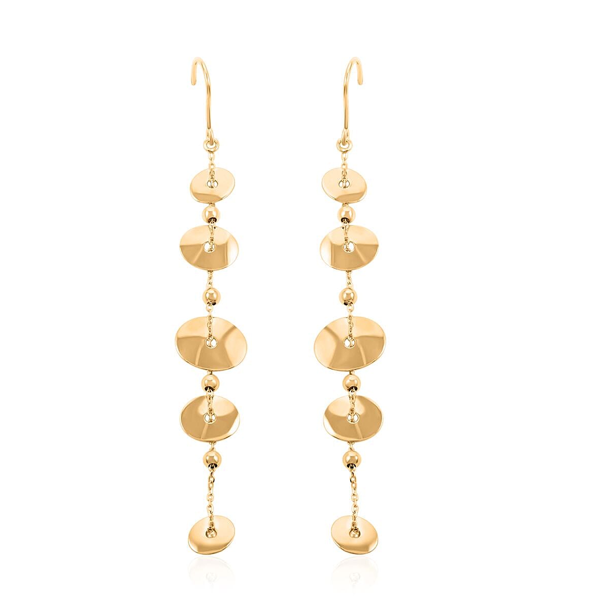 Italian 10K Yellow Gold Discs Drop Earrings (2.4 g)
