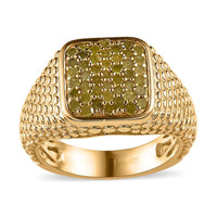Natural Champagne Diamond Men's Ring in Vermeil Rose Gold Over Sterling Silver 1.00 ctw