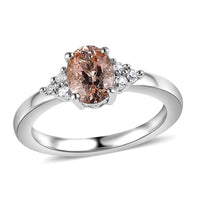 AAA Marropino Morganite and White Zircon Ring in Platinum Over Sterling Silver (Size 6.0) 1.10 ctw