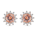 Marropino Morganite and White Zircon Sunburst Stud Earrings in Vermeil Rose Gold Over Sterling Silver 1.00 ctw - Sticky add to cart bar