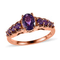 African Amethyst  Ring in Vermeil Rose Gold Sterling Silver (Size 6.0) 1.10 ctw - Sticky add to cart bar