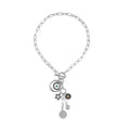 Enameled Paperclip Necklace 18.5 Inches with Lobster Charm in Silvertone - Sticky add to cart bar