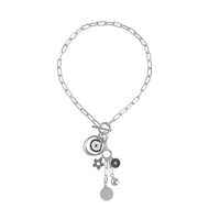 Enameled Paperclip Necklace 18.5 Inches with Lobster Charm in Silvertone