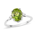 Peridot, Diamond Ring in Platinum Over Sterling Silver (Size 6.0) 2.10 ctw - Sticky add to cart bar