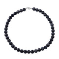 Black Feldspar Beaded Necklace in Sterling Silver, 18 Inch Neck Jewelry For Men Women, Black Necklace, Birthday Gifts 300.00 ctw - Sticky add to cart bar