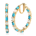 Premium Ethiopian Welo Opal and Sleeping Beauty Turquoise Earrings in Vermeil Yellow Gold Over Sterling Silver 6.25 ctw - Sticky add to cart bar