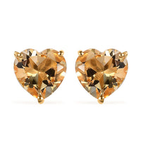 Brazilian Citrine Heart Stud Earrings in Vermeil Yellow Gold Over Sterling Silver 4.50 ctw