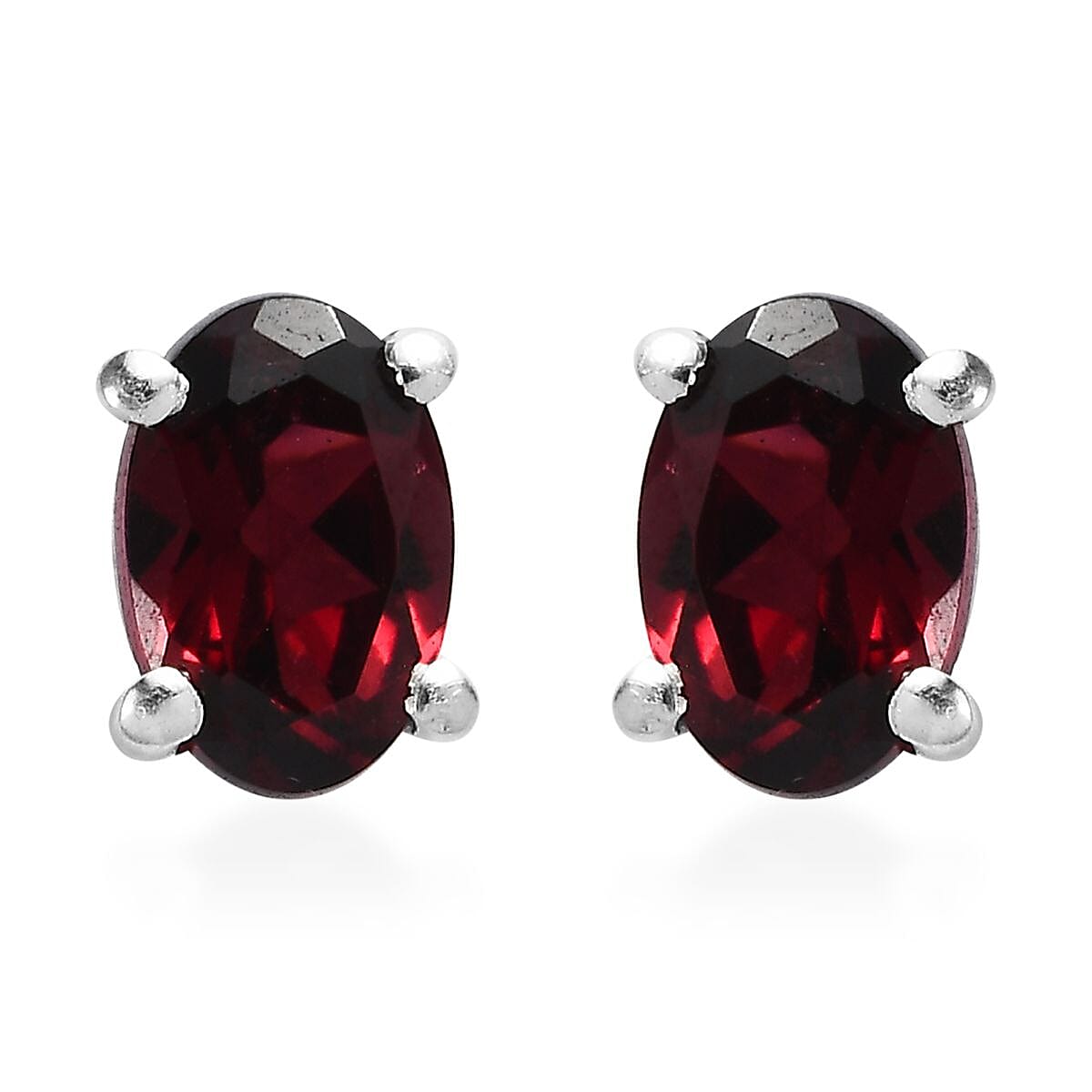 D'Joy Tanzanian Pink Garnet 1.10 ctw Stud Earrings in Platinum Over Sterling Silver