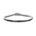 Kanchanaburi Blue Sapphire Tennis Bracelet in Platinum Over Sterling Silver (7.25 In) 7.80 ctw - Sticky add to cart bar