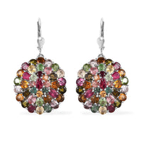 Multi-Tourmaline Earrings in Platinum Over Sterling Silver 10.25 ctw