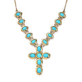 Sleeping Beauty Turquoise Cross Necklace 18 Inches in Vermeil Yellow Gold Over Sterling Silver 8.75 ctw - Sticky add to cart bar