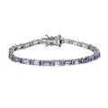Tanzanite and Moissanite Tennis Bracelet in Platinum Over Sterling Silver (6.50 In) 7.30 ctw - Sticky add to cart bar