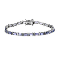 Tanzanite and Moissanite Tennis Bracelet in Platinum Over Sterling Silver (6.50 In) 7.30 ctw