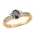 AAA Natural Australian Sapphire and Moissanite Ring in Vermeil Yellow Gold Over Sterling Silver 0.65 ctw - Sticky add to cart bar