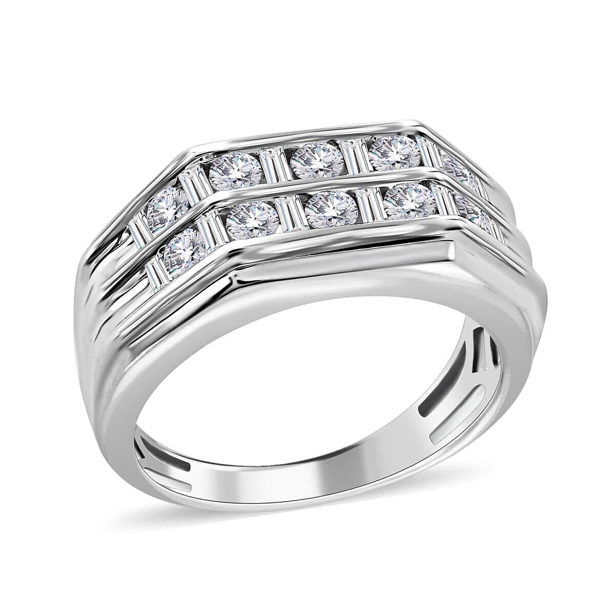 NY Closeout 10K White Gold J-K SI2- SI3 Diamond Band Ring 7.75 Grams 1.00 ctw