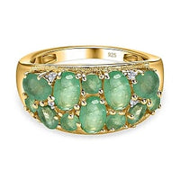 Kagem Kagem Zambian Emerald abd White Zircon 2.76 ctw Cluster Ring in 14K YG Over Sterling Silver (Size 10)