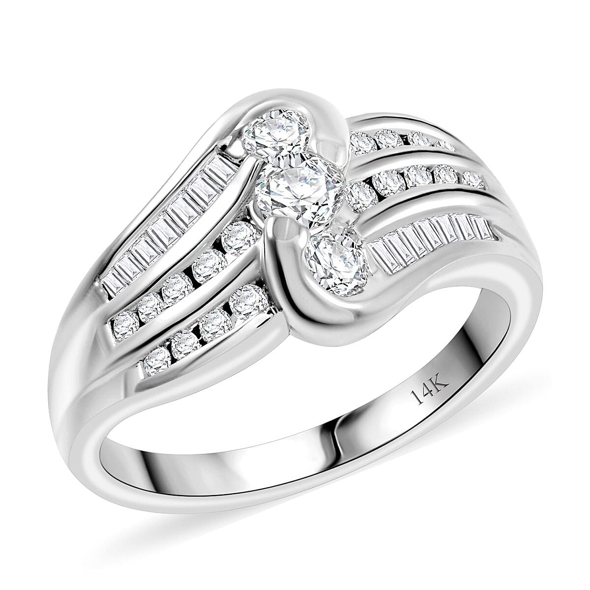 NY Closeout 14K White Gold Diamond (G-H, I1) Ring (Size 10.0) (5.60 g) 0.75 ctw