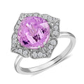 Certified & Appraised Rhapsody 950 Platinum AAA Patroke Kunzite and E-F VS Diamond Floral Ring (Size 10.0) 5.90 Grams 4.50 ctw - Sticky add to cart bar