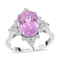 Certified & Appraised Rhapsody 950 Platinum AAA Patroke Kunzite, Diamond (E-F, VS) (0.44 cts) Ring (Size 10.0) (6.15 g) 5.25 ctw