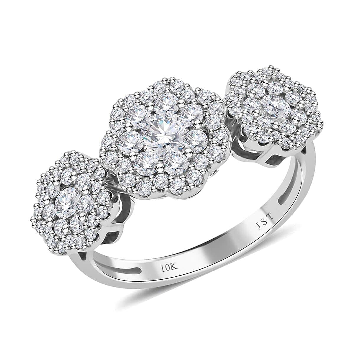 NY Closeout 10K White Gold Diamond (I-J, I2-I3) Ring (Size 7.0) 1.00 ctw