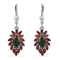 Chrome Diopside and Mozambique Garnet Lever Back Earrings in Platinum Over Sterling Silver 3.90 ctw - Sticky add to cart bar