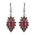 Niassa Ruby (FF) and Mozambique Garnet Lever Back Earrings in Platinum Over Sterling Silver 5.50 ctw - Sticky add to cart bar