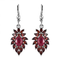 Niassa Ruby (FF) and Mozambique Garnet Lever Back Earrings in Platinum Over Sterling Silver 5.50 ctw