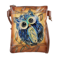 VIVID by SUKRITI Butterfly Theme Hand Painted Genuine Leather Crossbody Bag Size: 6.2(L) x 7.8(H) inches Color: Blue