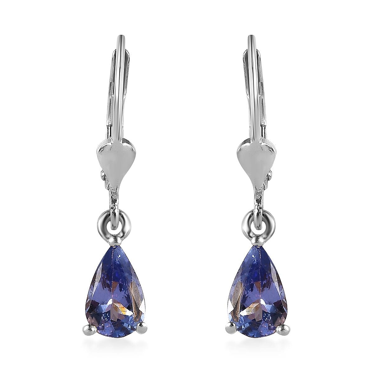 Tanzanite Lever Back Earrings in Platinum Over Sterling Silver 1.40 ctw