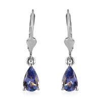 Tanzanite Lever Back Earrings in Platinum Over Sterling Silver 1.40 ctw