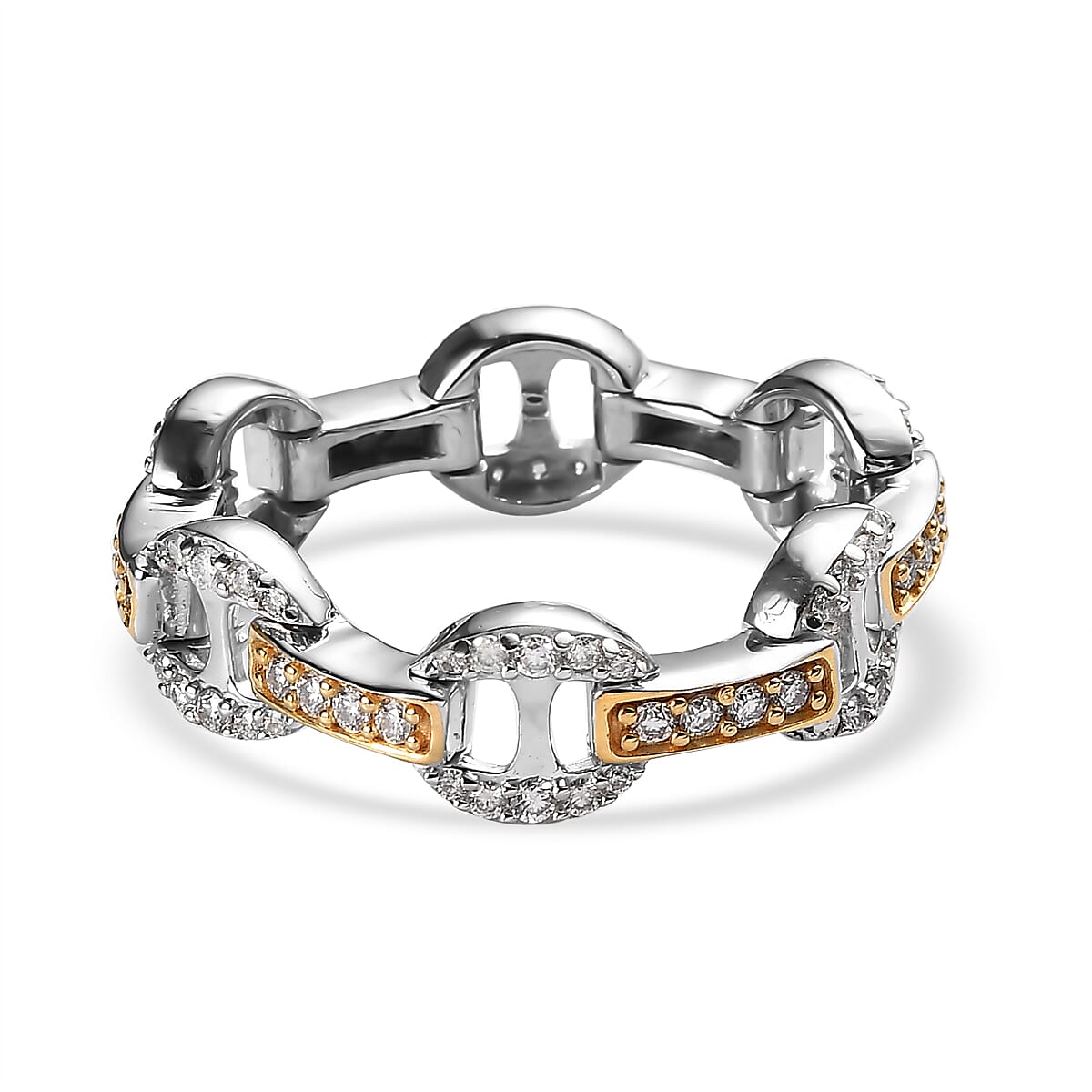 GP Art Deco Collection Moissanite Ring in Vermeil Yellow Gold and Platinum Over Sterling Silver 1.00 ctw