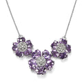 GP Italian Garden Collection Premium Rose De France Amethyst and White Zircon Floral Necklace 18 Inches in Platinum Over Sterling Silver 33.40 ctw - Sticky add to cart bar