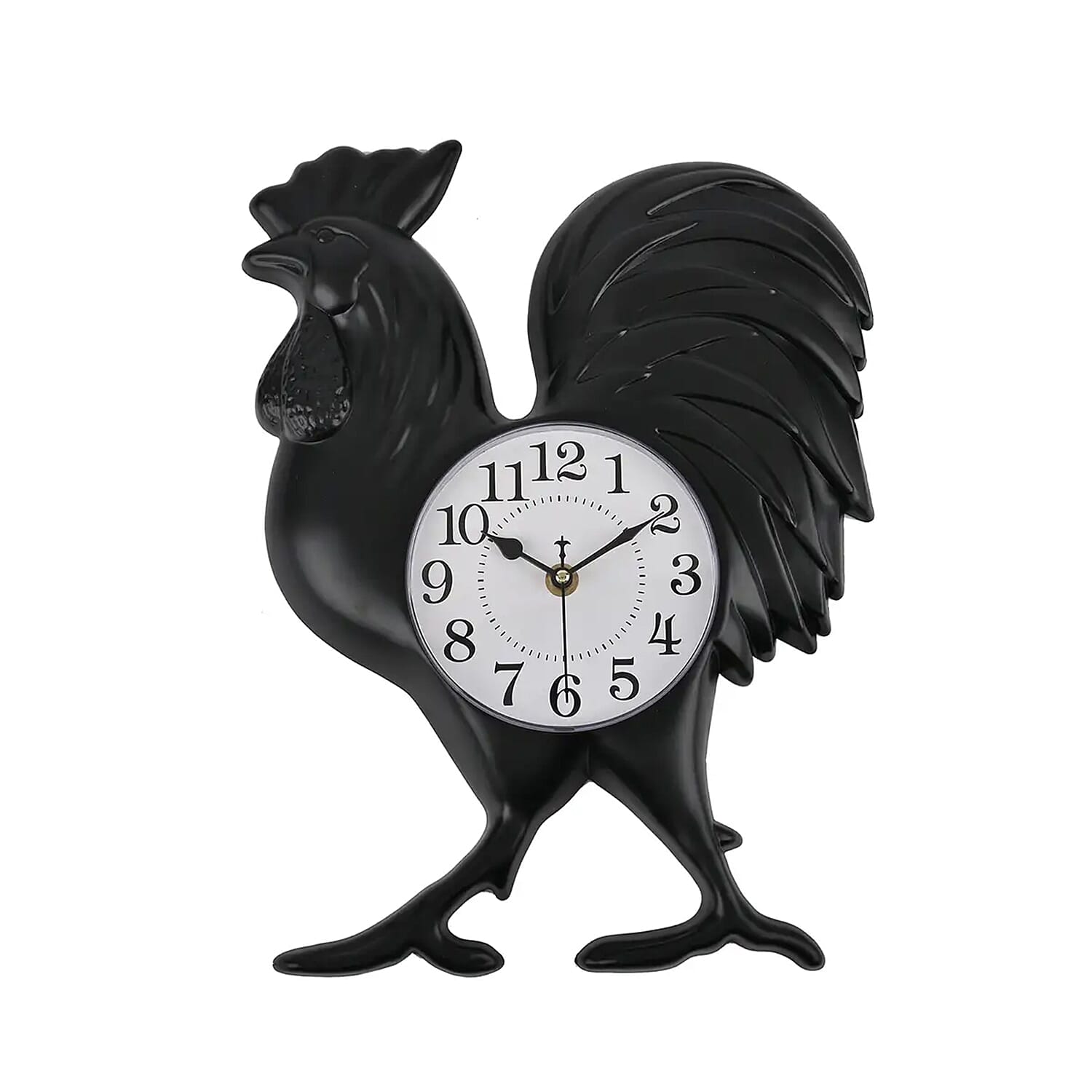 Black Rooster Shaped Wall Clock (14"x10.75") (1xAA Battery Not Included)