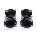 Madagascar Blue Sapphire (DF) and White Zircon Earrings in Platinum Over Sterling Silver 5.25 ctw - Sticky add to cart bar