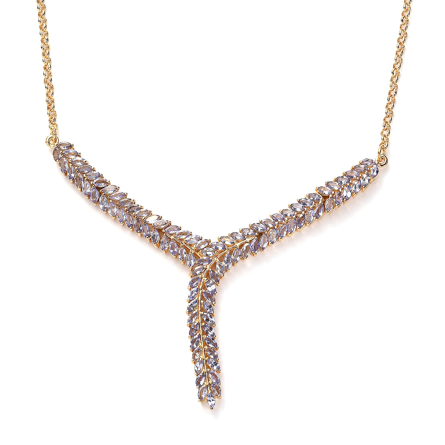 Karis Tanzanite Y-Shaped Necklace 18 Inches in 18K YG Plated 7.25 ctw