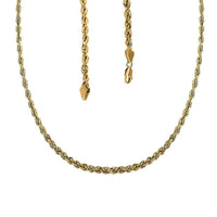 10K Yellow Gold 5mm Rope Chain Necklace 22 Inches 8.50 Grams