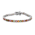 Multi-Tourmaline Tennis Bracelet in Platinum Over Sterling Silver (6.50 In) 6.70 ctw (Del. in 5-7 Days) - Sticky add to cart bar